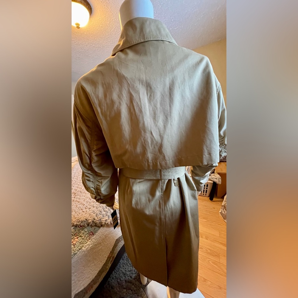 Karl Lagerfeld Gabardine Rushed Sleeve Trench Coat NWT - Picture 9 of 17